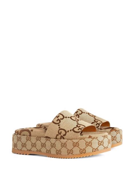 gucci brown gg angelina platform sandals|gucci slide sandals.